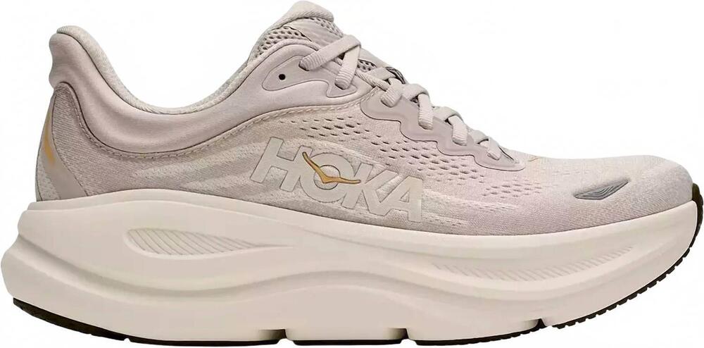 NEW HOKA women's bondi 9 running shoe in river rock grey/alabaster